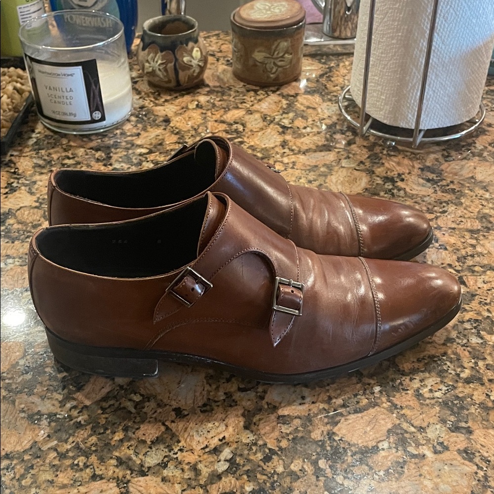 To Boot Brown Leather Double Monk Strap Shoes
